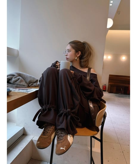 drawstring sweat set-up / brown