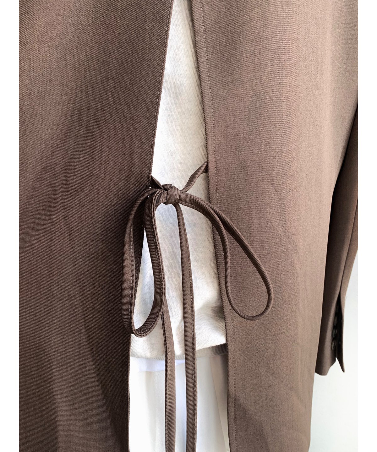 ribbon-tailored jacket/brown | Nalm.