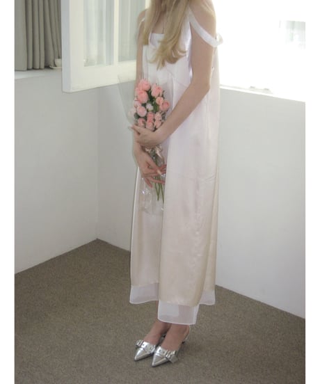 グロッシーレイヤードワンピース/パールホワイト