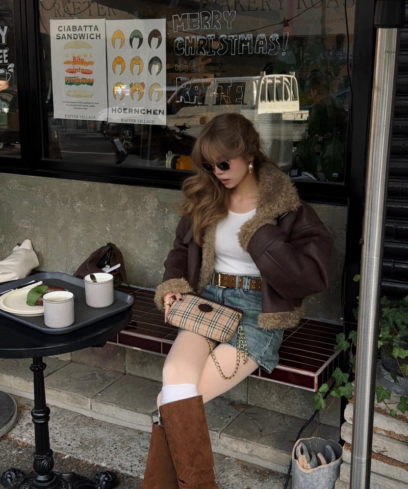 vintage mouton jacket (dark brown) | Nalm.