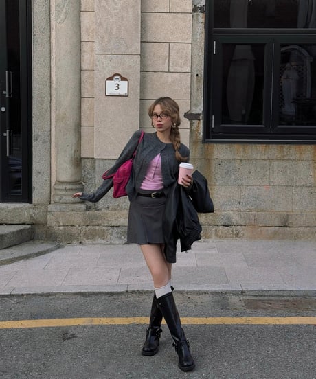 basic stretch rib tops / pink