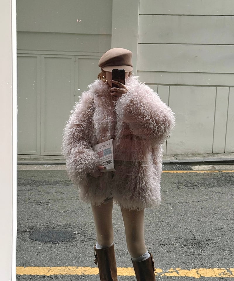 milk pink teddy jacket | Nalm.