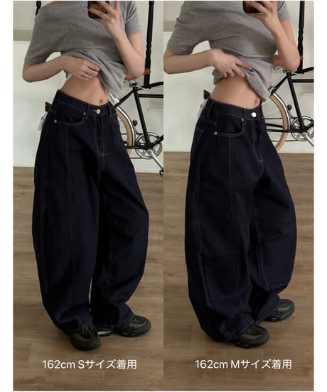 【再入荷】 barrel leg wide denim / deep navy