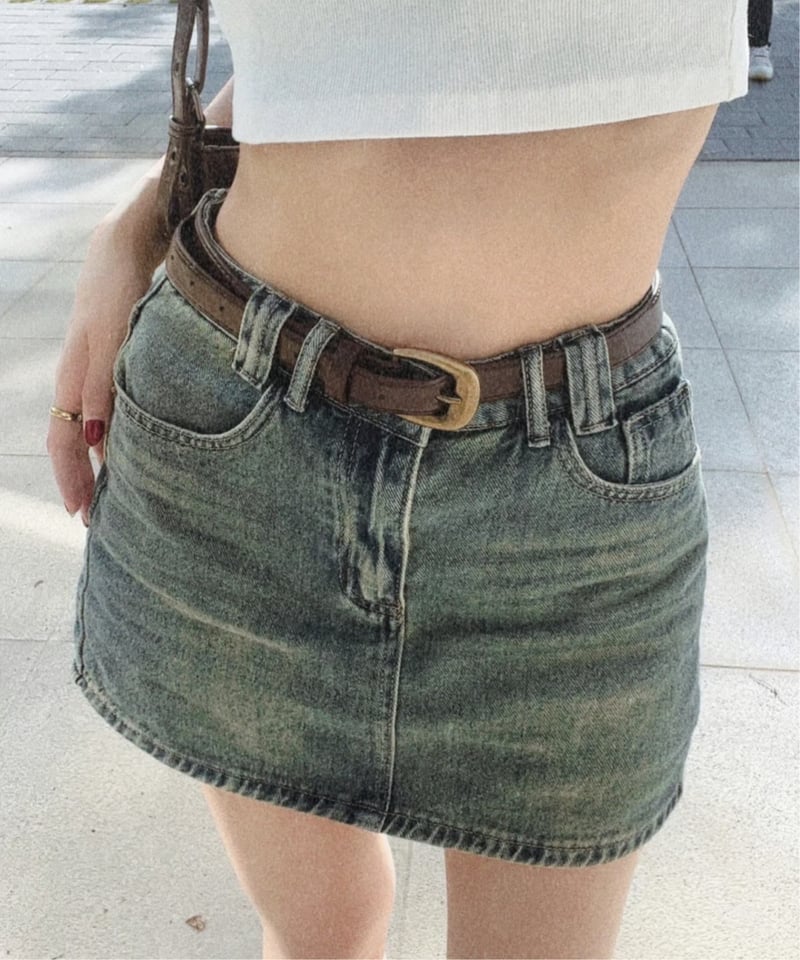 belt-set】vintage denim mini skirt | Nalm.