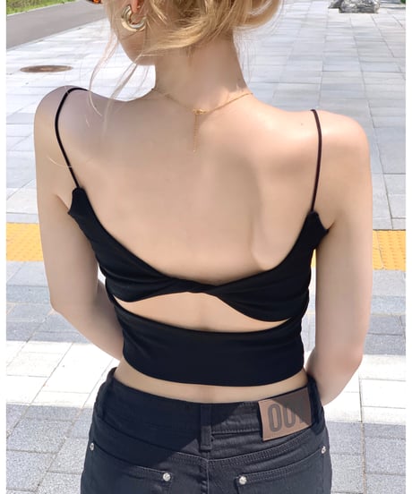 open-back cami top /black