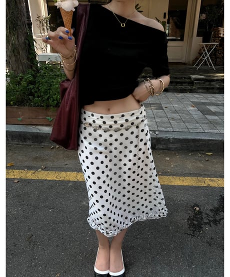 【7/14再入荷】 romantic dot frill skirt