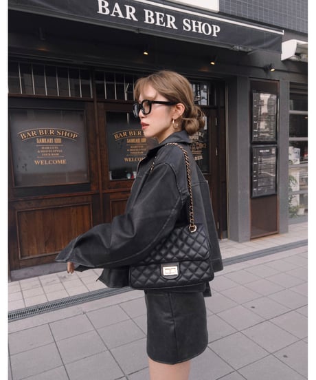 vintage leather jacket/charcoal black