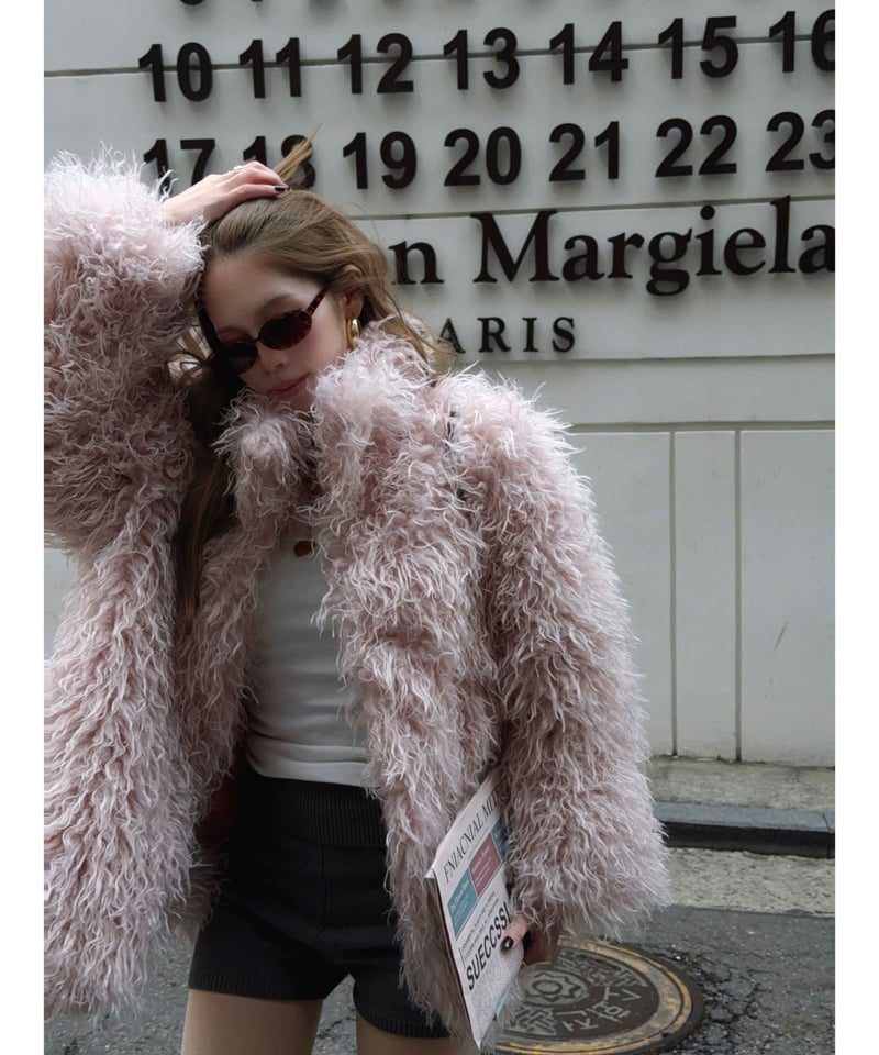 milk pink teddy jacket | Nalm.