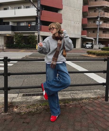 【再入荷】barrel leg wide denim / vintage blue