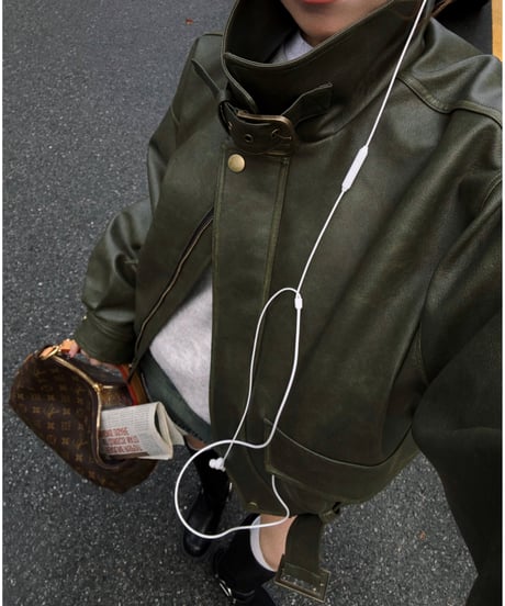 【秋頃再入荷】Nalm. vintage leather jacket / khaki