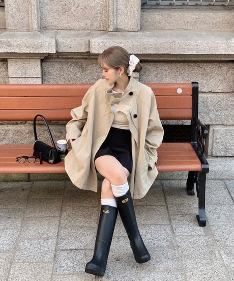 semi-pleated skirt pants/black