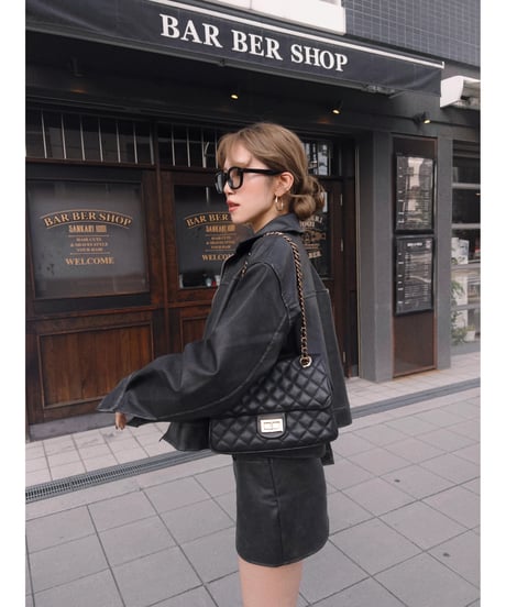 vintage leather skirt/charcoal black