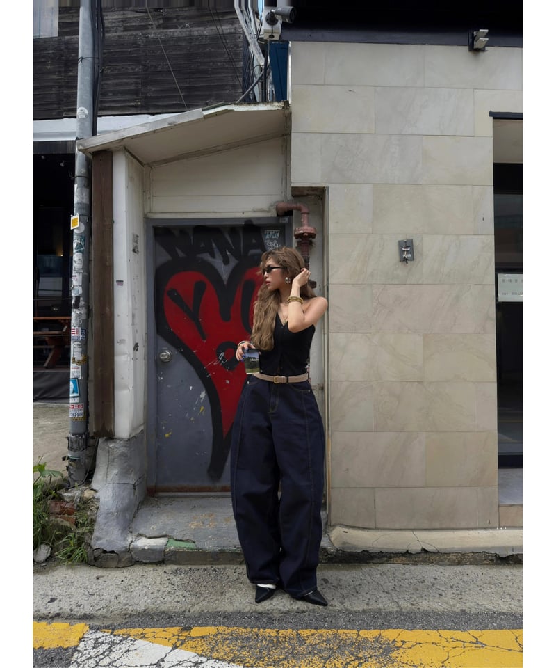 再入荷】 barrel leg wide denim / deep navy | Nalm.