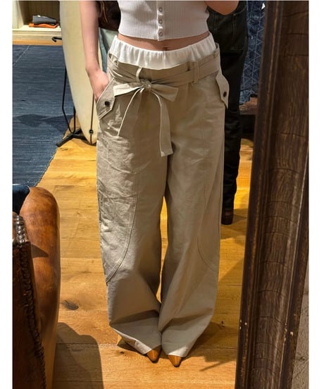 【予約】layered cotton cozy pants / beige