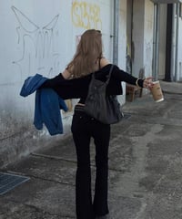bootscut slim pants / black