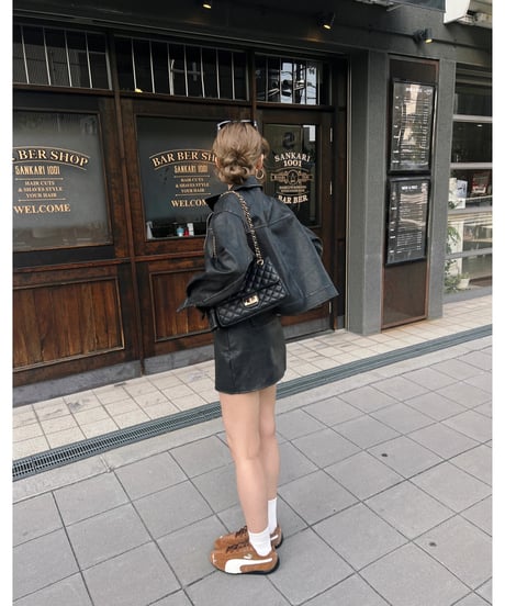 vintage leather skirt/charcoal black