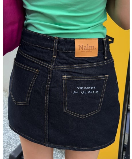 girls happy denim skirt  / deep indigo