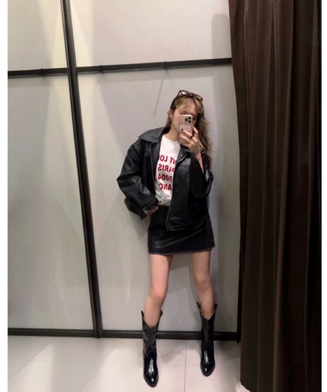 vintage leather skirt/charcoal black