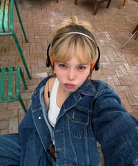 girls happy list denim jacket / vintage wash blue