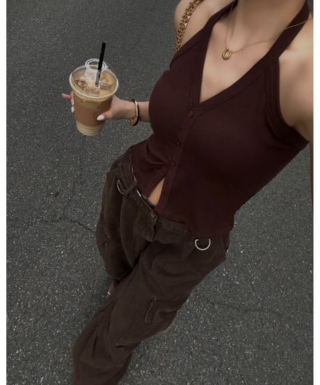 V-neck halter cami /brown