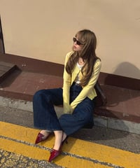 u-neck slim cardigan/yellow