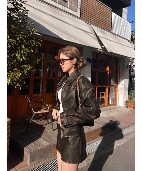 vintage leather skirt/dark brown