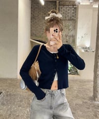 u-neck slim cardigan/navy