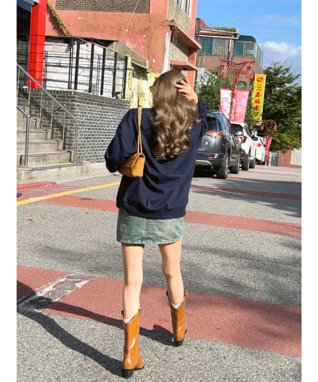 【belt-set】vintage denim mini skirt