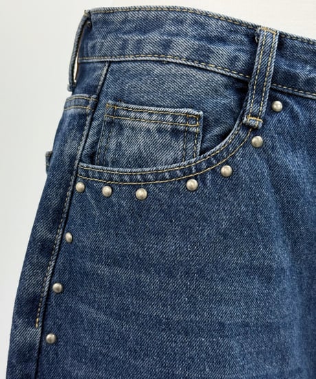 【7/14再入荷】 studded loose denim
