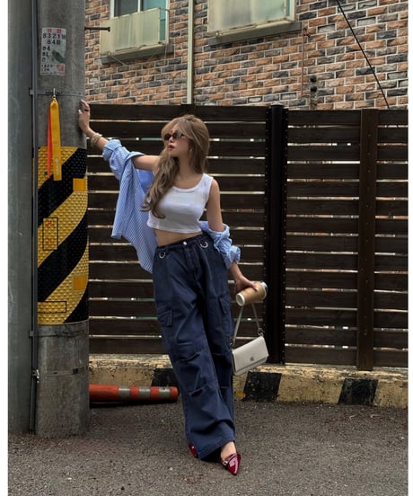 volu over cargo pants /navy