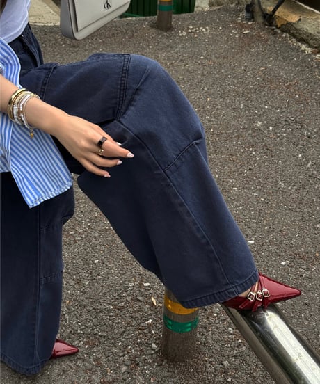 volu over cargo pants /navy