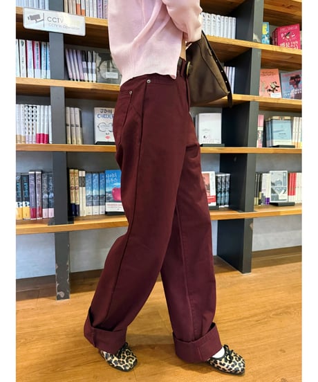 burgundy cotton pants