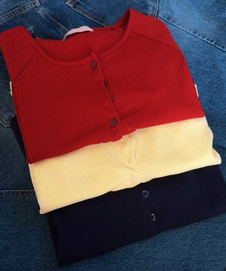 u-neck slim cardigan/yellow