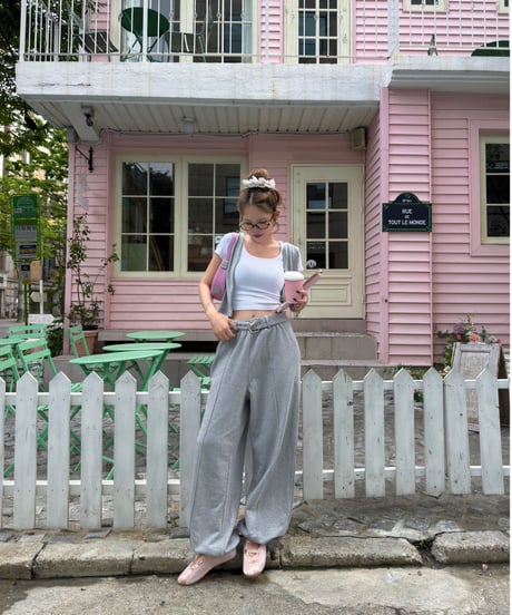 【Nalm.】belted sweat pants /gray