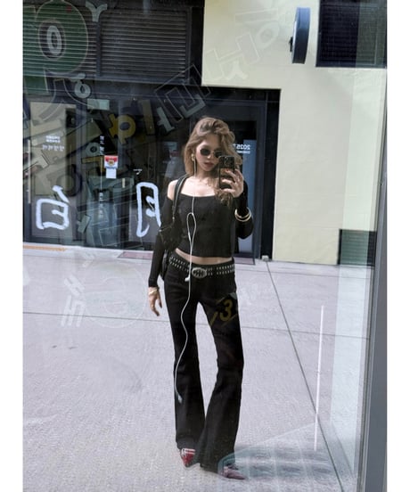 ribbed Knit camisole & cardigan set / black