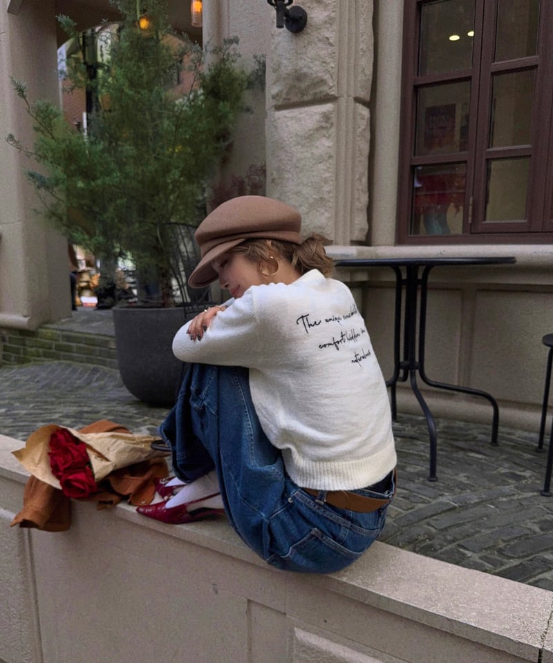 新品　nalm. lettering mohair cardigan lettering mohair cardigan / charcoal | Nalm.