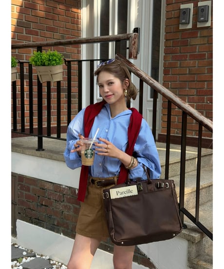 classic  denim mini skirt / camel