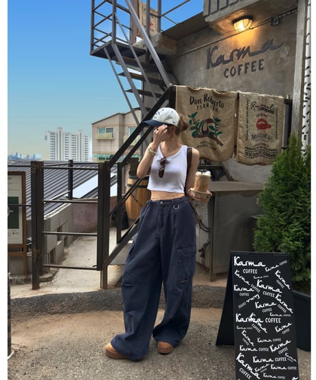 volu over cargo pants /navy