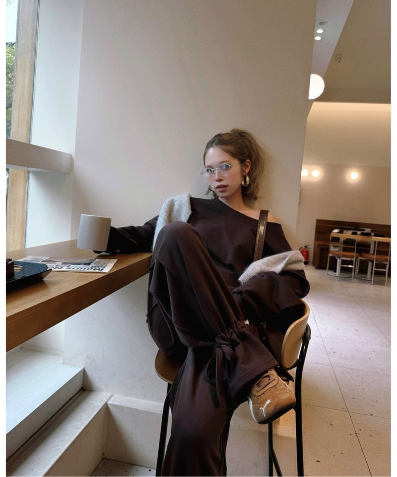 drawstring sweat set-up / brown | Nalm.