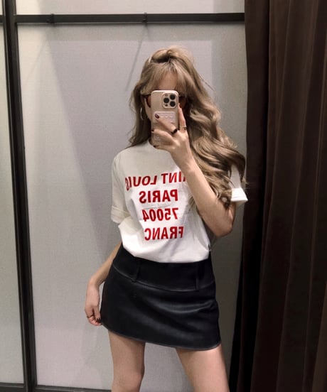 vintage leather skirt/charcoal black