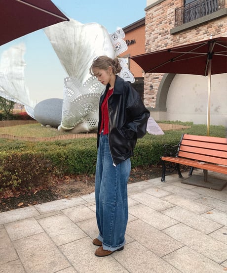 【再入荷】barrel leg wide denim / vintage blue