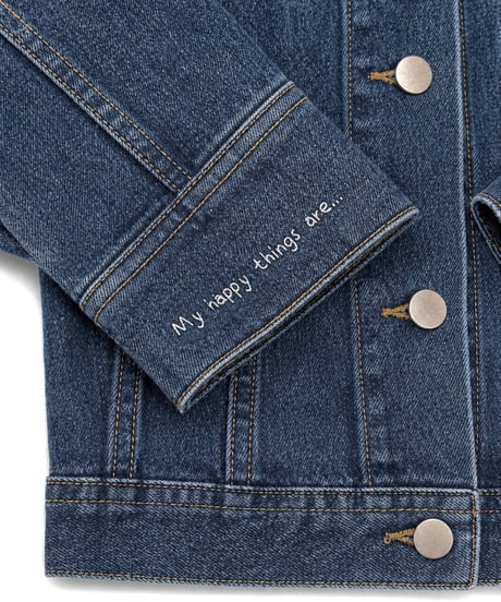 girls happy list denim jacket / vintage wash blue