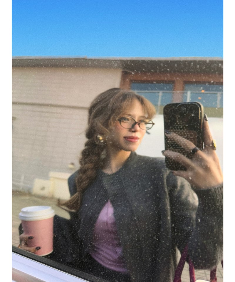 lettering mohair cardigan / charcoal | Nalm.