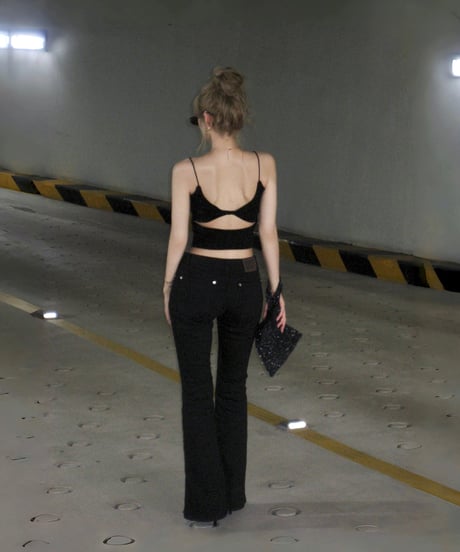 【再入荷】bootscut slim pants / black