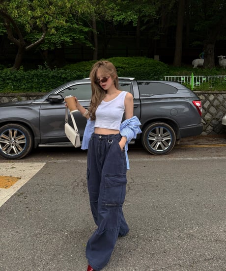volu over cargo pants /navy