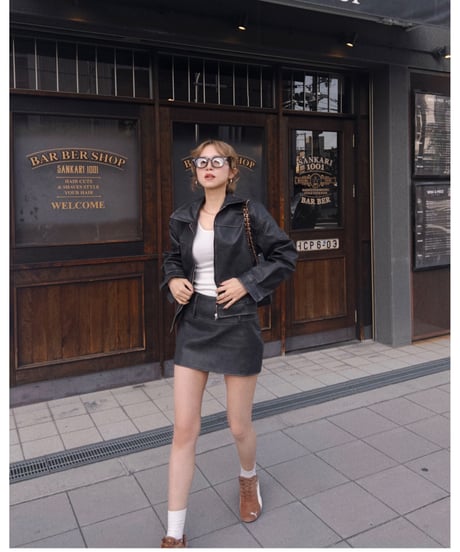 vintage leather jacket/charcoal black