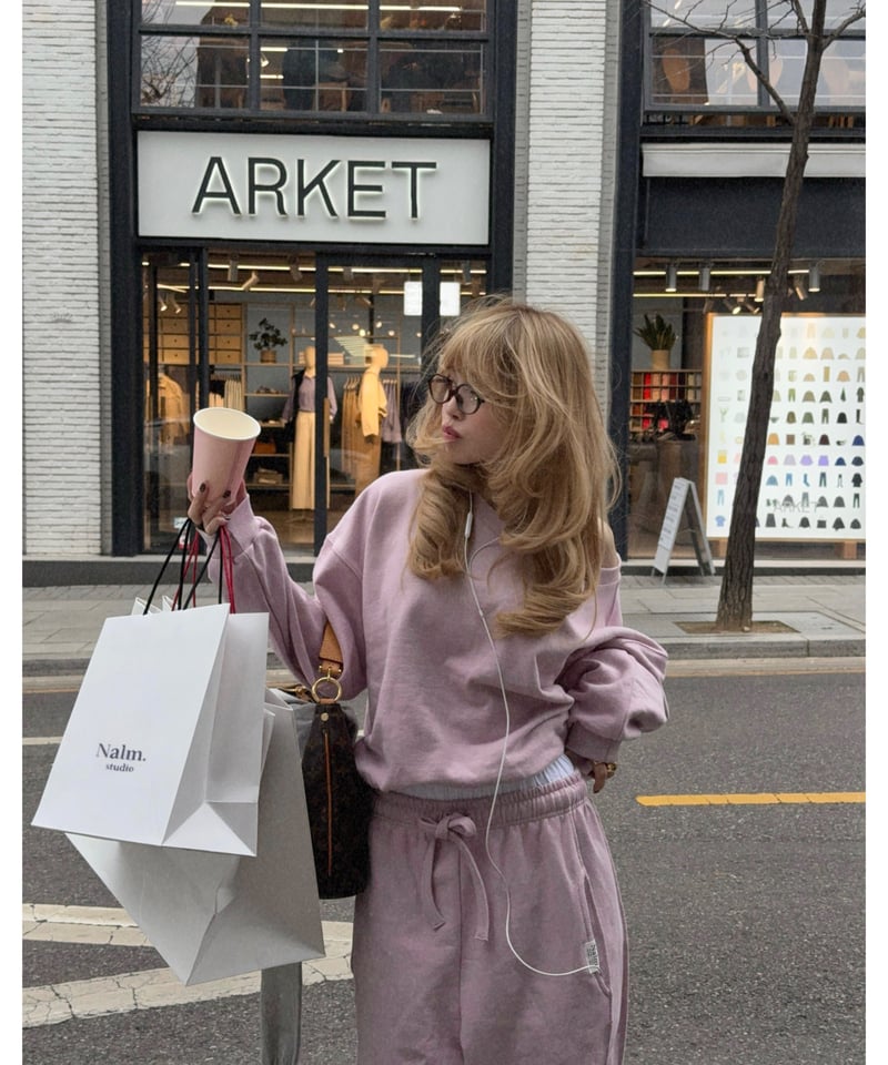drawstring sweat set-up / sakura pink | Nalm.