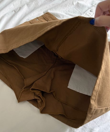 classic  denim mini skirt / camel