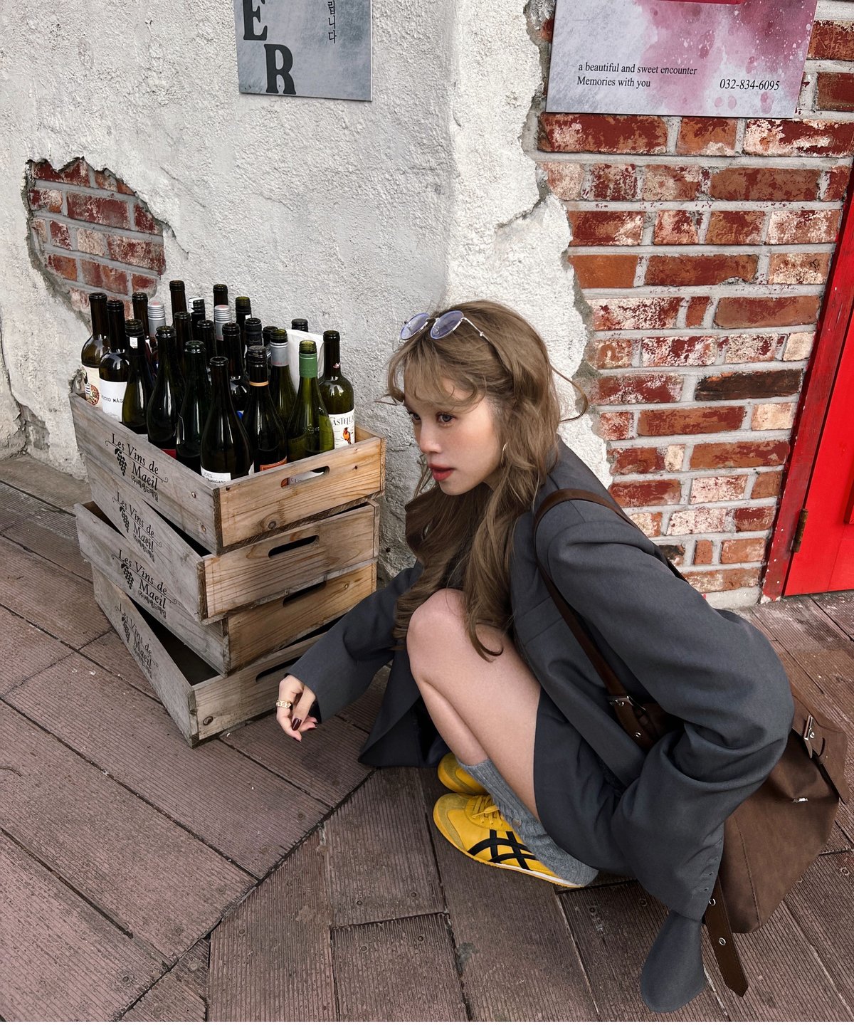 semi-pleated skirt pants/gray | Nalm.