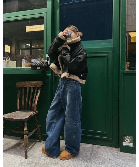 【再入荷】barrel leg wide denim / vintage blue